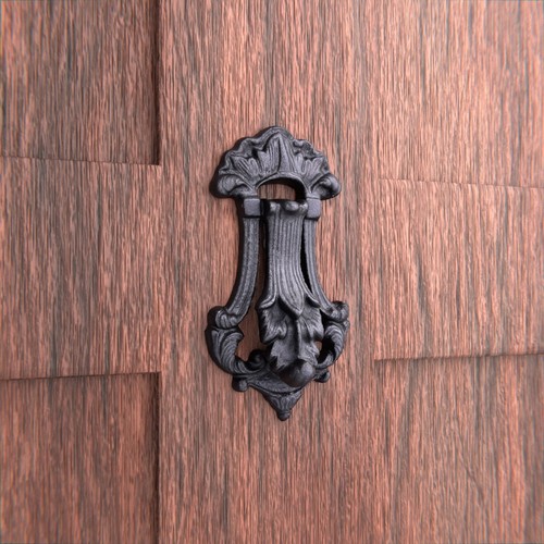 Black cast iron door - door, knocker