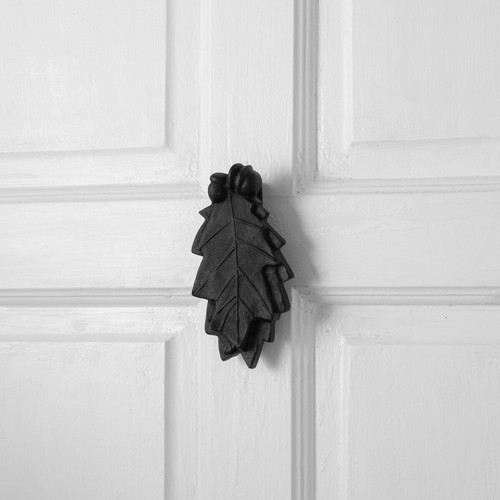 Black door knocker oak - door, leaf